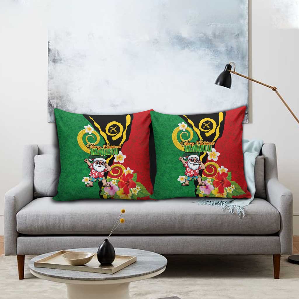 Vanuatu Christmas Pillow Cover Funny Santa with Namele and Boar Tusk Tribal LT03 - Polynesian Pride