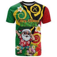Vanuatu Christmas T Shirt Funny Santa with Namele and Boar Tusk Tribal LT03 Green - Polynesian Pride