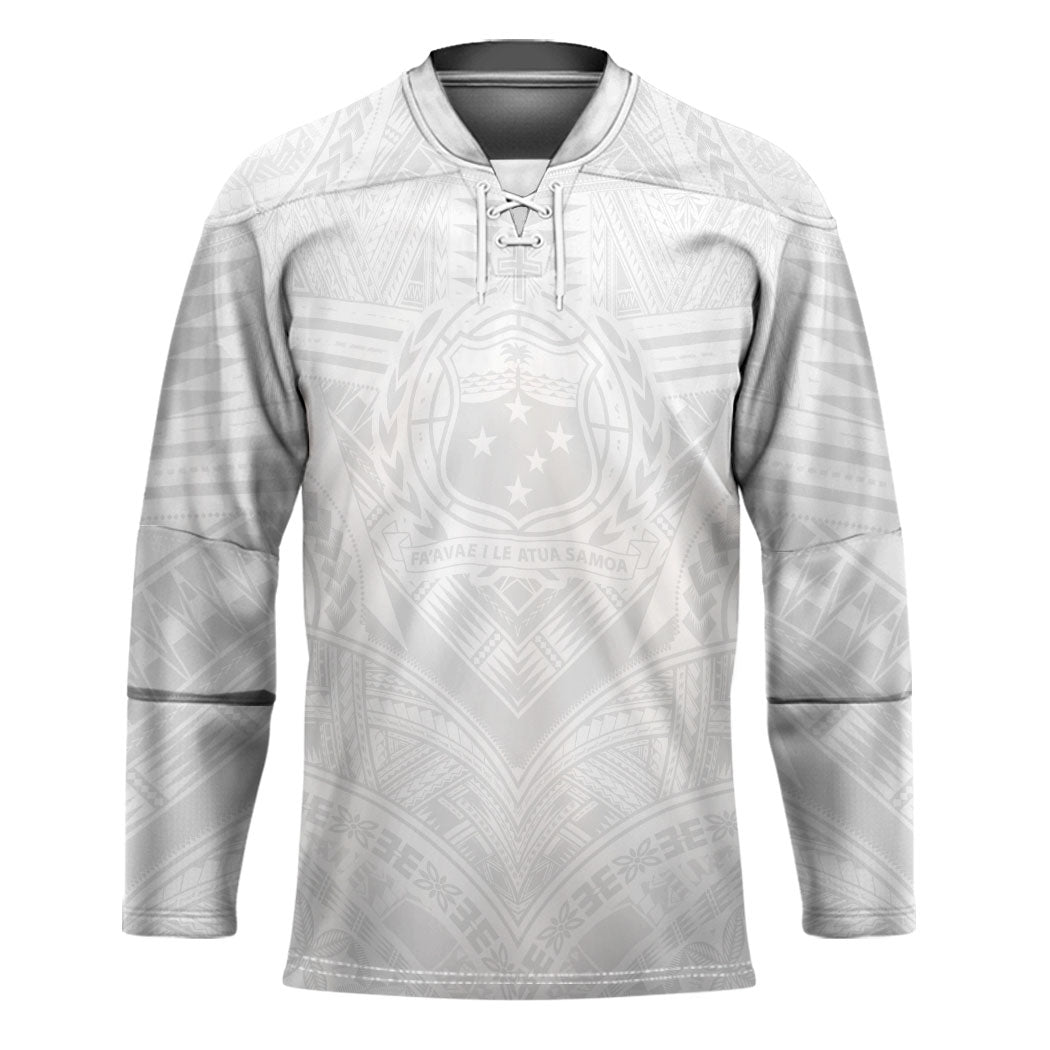 Samoan Lotu a Tamaiti Hockey Jersey Coat of Arms and Polynesian Pattern LT03 Unisex White - Polynesian Pride