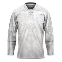 Samoan Lotu a Tamaiti Hockey Jersey Coat of Arms and Polynesian Pattern LT03 Unisex White - Polynesian Pride