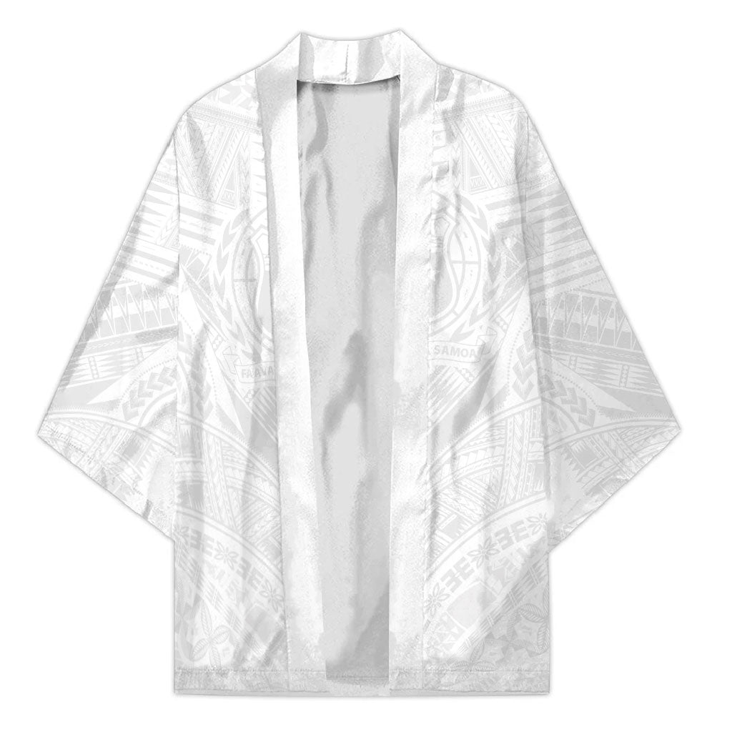 Samoan Lotu a Tamaiti Kimono Coat of Arms and Polynesian Pattern LT03 Unisex White - Polynesian Pride