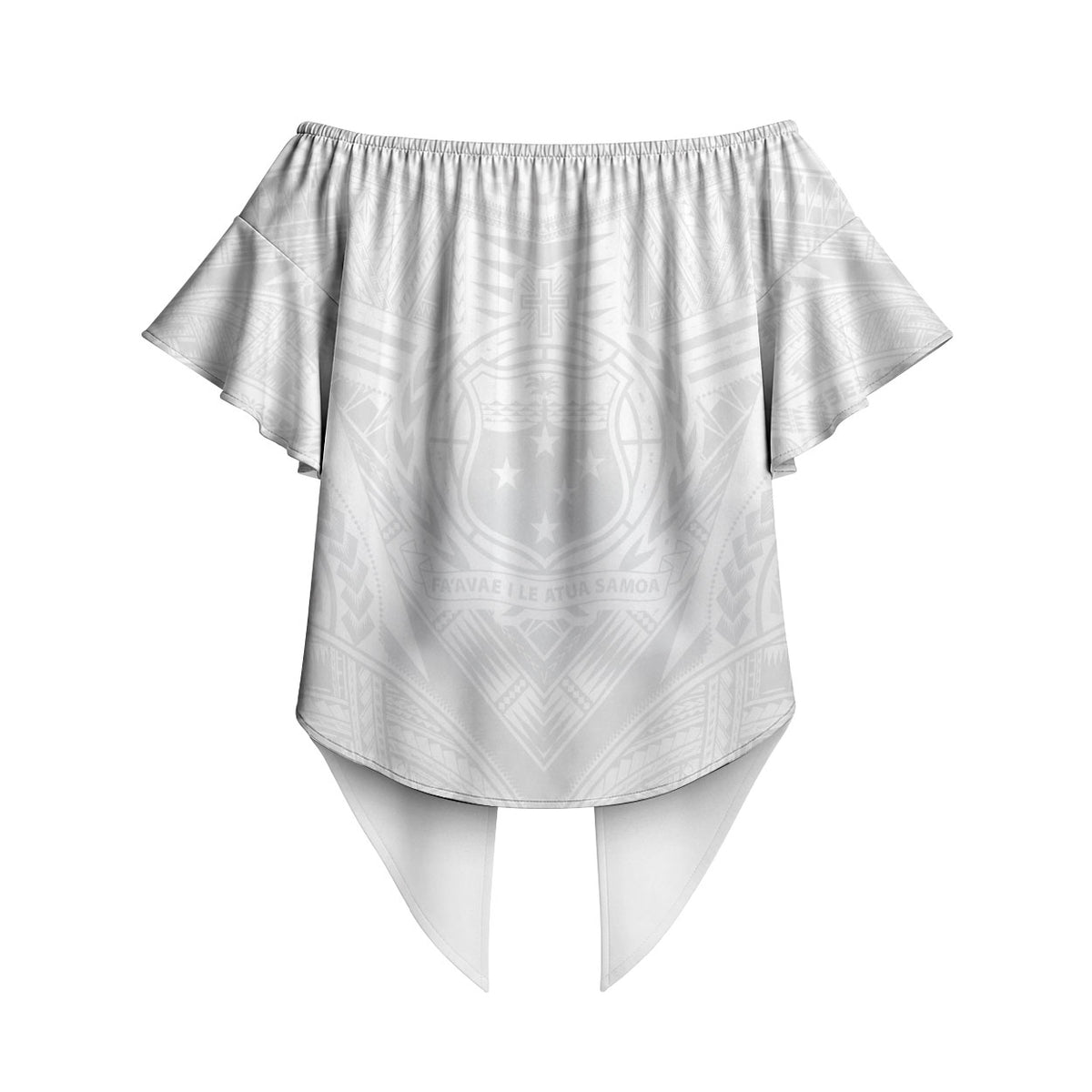 Samoan Lotu a Tamaiti Off Shoulder Wrap Waist Top Coat of Arms and Polynesian Pattern LT03 - Polynesian Pride