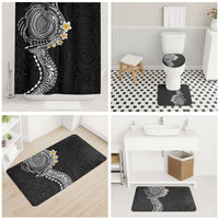 Hawaiian Tribal Tattoo and Plumeria Bathroom Set Polynesian Pattern Black Color
