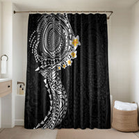 Hawaiian Tribal Tattoo and Plumeria Bathroom Set Polynesian Pattern Black Color