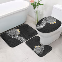 Hawaiian Tribal Tattoo and Plumeria Bathroom Set Polynesian Pattern Black Color