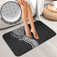 Hawaiian Tribal Tattoo and Plumeria Bathroom Set Polynesian Pattern Black Color