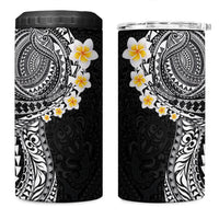 Hawaiian Tribal Tattoo and Plumeria 4 in 1 Can Cooler Tumbler Polynesian Pattern Black Color LT03 One Size: 16 oz Black - Polynesian Pride