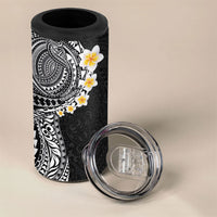 Hawaiian Tribal Tattoo and Plumeria 4 in 1 Can Cooler Tumbler Polynesian Pattern Black Color LT03 - Polynesian Pride