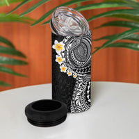 Hawaiian Tribal Tattoo and Plumeria 4 in 1 Can Cooler Tumbler Polynesian Pattern Black Color LT03 - Polynesian Pride