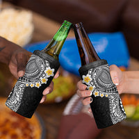 Hawaiian Tribal Tattoo and Plumeria 4 in 1 Can Cooler Tumbler Polynesian Pattern Black Color LT03 - Polynesian Pride