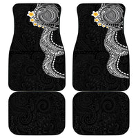 Hawaiian Tribal Tattoo and Plumeria Car Mats Polynesian Pattern Black Color