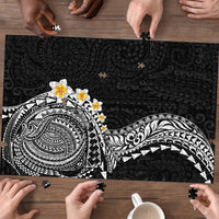 Hawaiian Tribal Tattoo and Plumeria Puzzle Polynesian Pattern Black Color