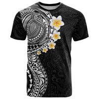 Hawaiian Tribal Tattoo and Plumeria T Shirt Polynesian Pattern Black Color LT03 Black - Polynesian Pride
