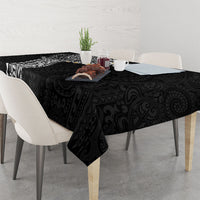Hawaiian Tribal Tattoo and Plumeria Tablecloth Polynesian Pattern Black Color