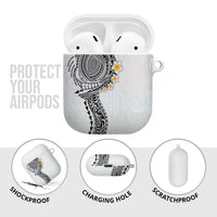 Hawaiian Tribal Tattoo and Plumeria AirPods Case Polynesian Pattern White Color