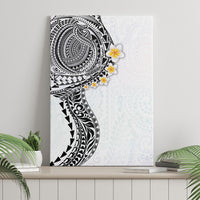 Hawaiian Tribal Tattoo and Plumeria Canvas Wall Art Polynesian Pattern White Color