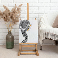 Hawaiian Tribal Tattoo and Plumeria Canvas Wall Art Polynesian Pattern White Color