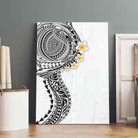 Hawaiian Tribal Tattoo and Plumeria Canvas Wall Art Polynesian Pattern White Color