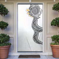 Hawaiian Tribal Tattoo and Plumeria Door Cover Polynesian Pattern White Color LT03 White - Polynesian Pride