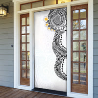 Hawaiian Tribal Tattoo and Plumeria Door Cover Polynesian Pattern White Color LT03 - Polynesian Pride