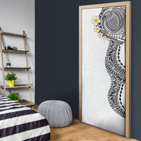 Hawaiian Tribal Tattoo and Plumeria Door Cover Polynesian Pattern White Color LT03 - Polynesian Pride