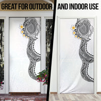Hawaiian Tribal Tattoo and Plumeria Door Cover Polynesian Pattern White Color LT03 - Polynesian Pride