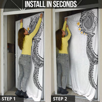 Hawaiian Tribal Tattoo and Plumeria Door Cover Polynesian Pattern White Color LT03 - Polynesian Pride