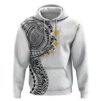 Hawaiian Tribal Tattoo and Plumeria Hoodie Polynesian Pattern White Color LT03 Pullover Hoodie White - Polynesian Pride