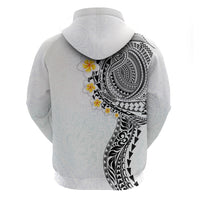 Hawaiian Tribal Tattoo and Plumeria Hoodie Polynesian Pattern White Color LT03 - Polynesian Pride