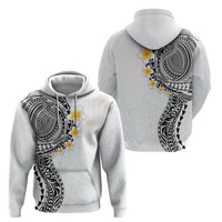 Hawaiian Tribal Tattoo and Plumeria Hoodie Polynesian Pattern White Color LT03 - Polynesian Pride