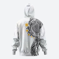Hawaiian Tribal Tattoo and Plumeria Hoodie Polynesian Pattern White Color LT03 - Polynesian Pride