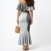 Hawaiian Tribal Tattoo and Plumeria Mermaid Dress Polynesian Pattern White Color LT03 - Polynesian Pride
