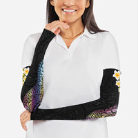 Hawaiian Tribal Tattoo and Plumeria Arm Sleeves Polynesian Pattern Rainbow