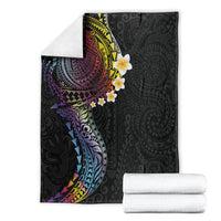Hawaiian Tribal Tattoo and Plumeria Blanket Polynesian Pattern Rainbow
