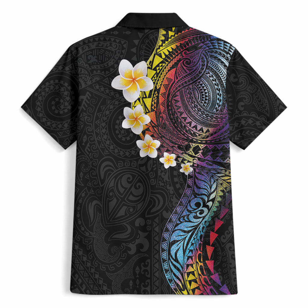 Hawaiian Tribal Tattoo and Plumeria Hawaiian Shirt Polynesian Pattern Rainbow