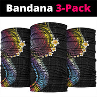 Hawaiian Tribal Tattoo and Plumeria Neck Gaiter Polynesian Pattern Rainbow