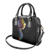 Hawaiian Tribal Tattoo and Plumeria Shoulder Handbag Polynesian Pattern Rainbow