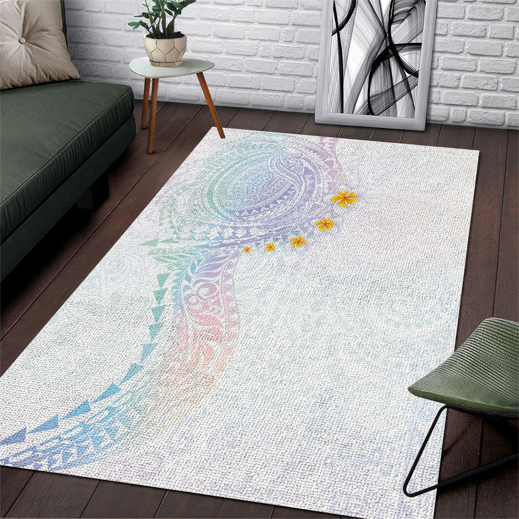 Hawaiian Tribal Tattoo and Plumeria Area Rug Polynesian Pattern Sweet