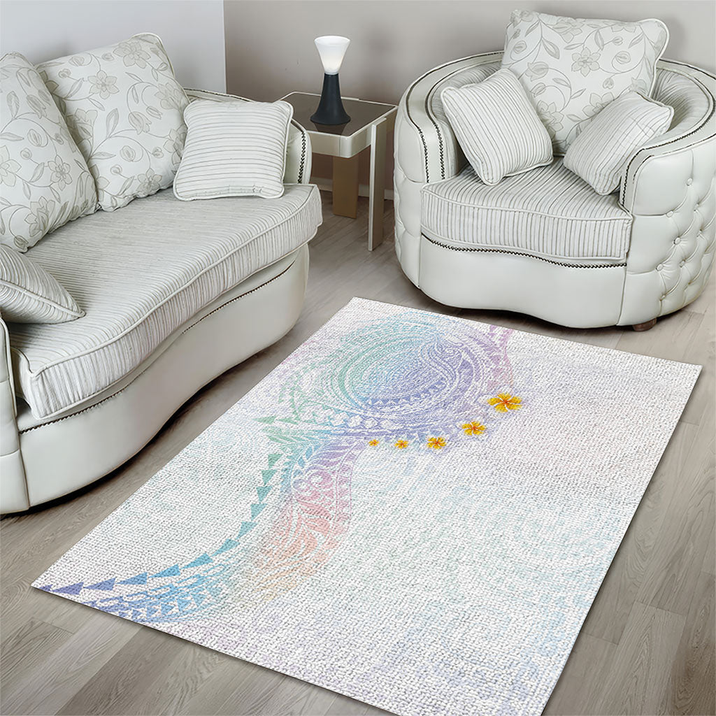 Hawaiian Tribal Tattoo and Plumeria Area Rug Polynesian Pattern Sweet