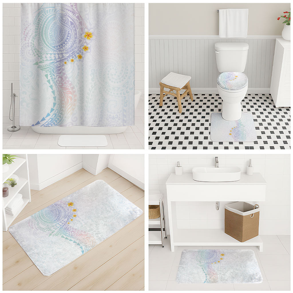 Hawaiian Tribal Tattoo and Plumeria Bathroom Set Polynesian Pattern Sweet