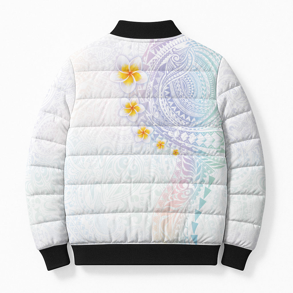 Hawaiian Tribal Tattoo and Plumeria Bomber Puffer Jacket Polynesian Pattern Sweet