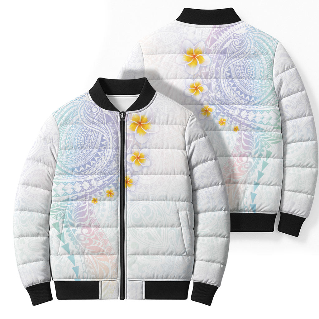 Hawaiian Tribal Tattoo and Plumeria Bomber Puffer Jacket Polynesian Pattern Sweet