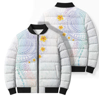 Hawaiian Tribal Tattoo and Plumeria Bomber Puffer Jacket Polynesian Pattern Sweet