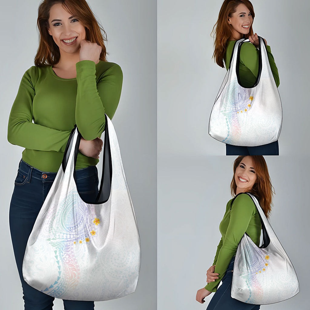 Hawaiian Tribal Tattoo and Plumeria Grocery Bag Polynesian Pattern Sweet