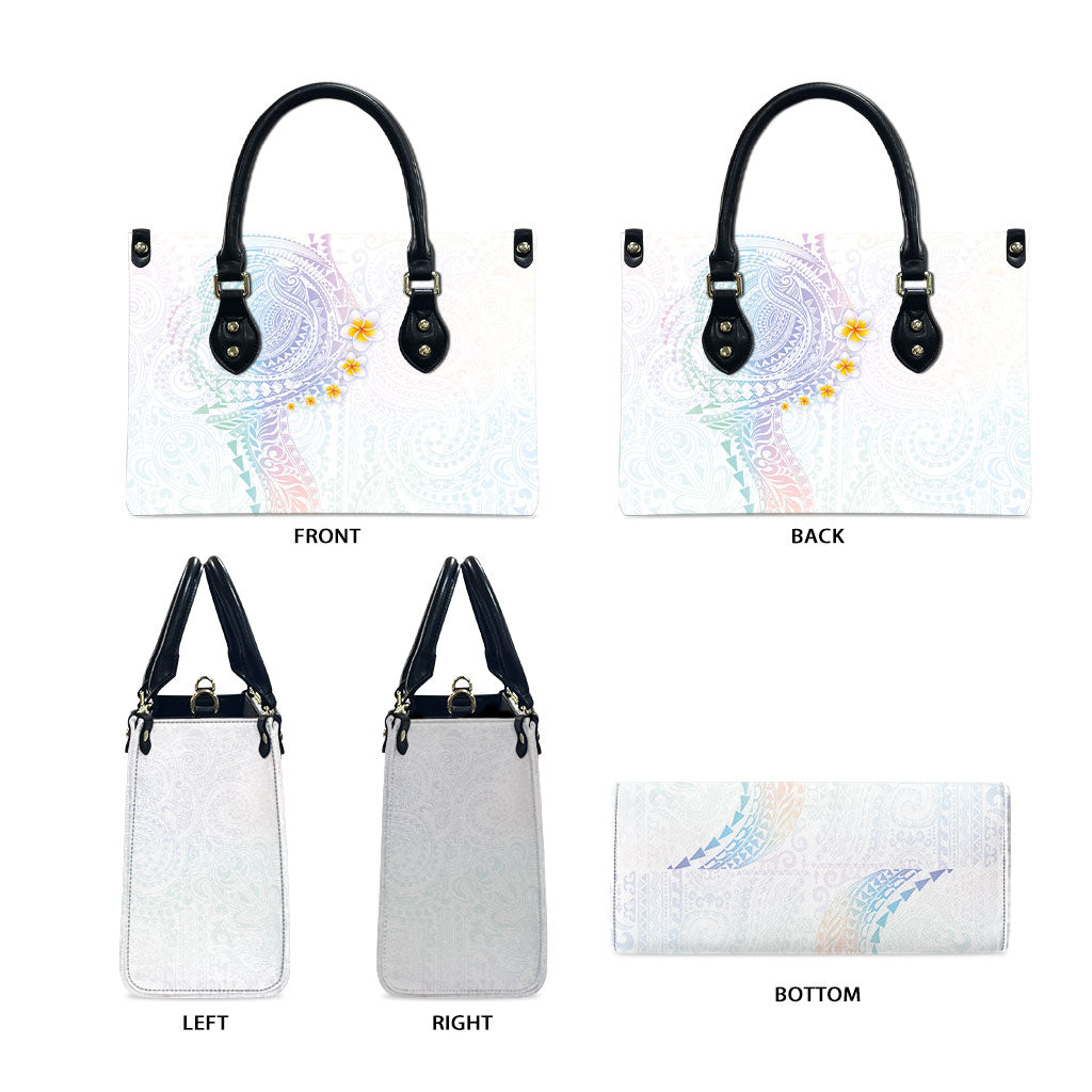 Hawaiian Tribal Tattoo and Plumeria Leather Bag Polynesian Pattern Sweet