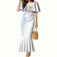 Hawaiian Tribal Tattoo and Plumeria Mermaid Dress Polynesian Pattern Sweet LT03 Women White - Polynesian Pride