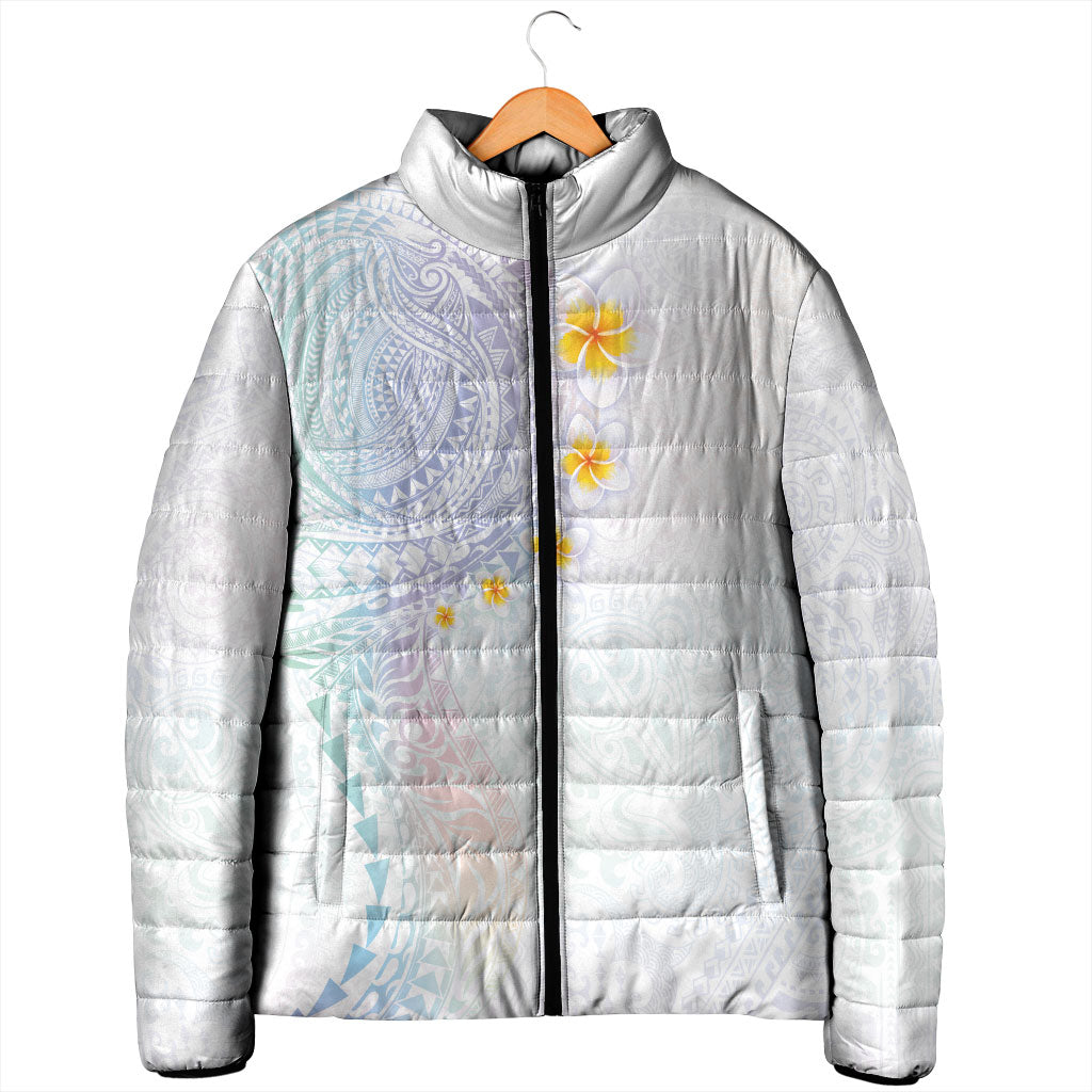 Hawaiian Tribal Tattoo and Plumeria Padded Jacket Polynesian Pattern Sweet