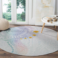 Hawaiian Tribal Tattoo and Plumeria Round Carpet Polynesian Pattern Sweet