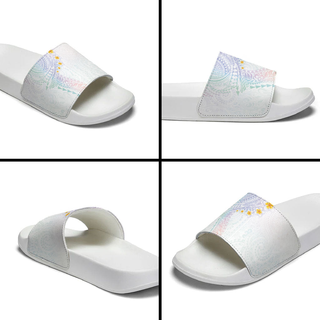 Hawaiian Tribal Tattoo and Plumeria Slide Sandals Polynesian Pattern Sweet