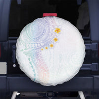 Hawaiian Tribal Tattoo and Plumeria Spare Tire Cover Polynesian Pattern Sweet LT03 No hole White - Polynesian Pride